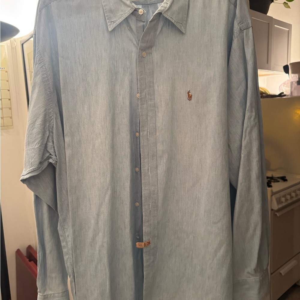 Polo by Ralph Lauren Pale Blue Cotton Button-Down Shirt